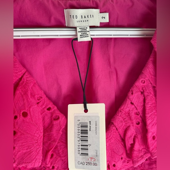 Ted Baker Mazieh Ruffled
Eyelet Top Bright Fuchsia floral embroidery Size 2 NWT - Picture 5 of 12